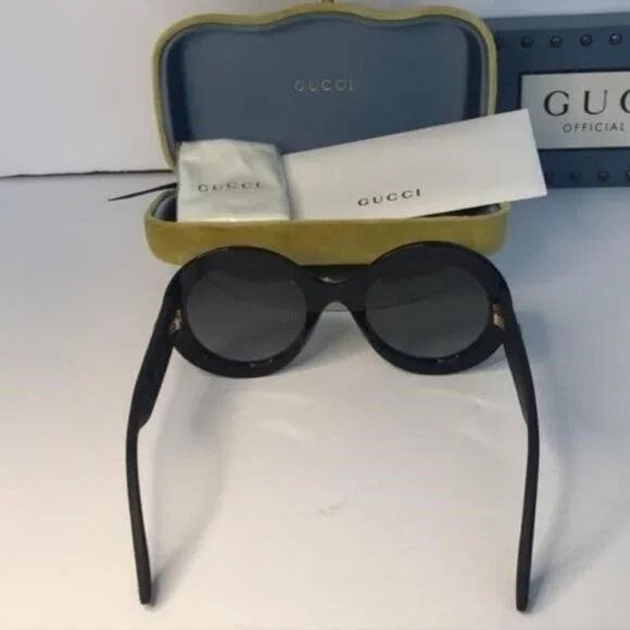 Authentic New Gucci Black GG0101S Round Gradient Sunglasses - Picture 6 of 14